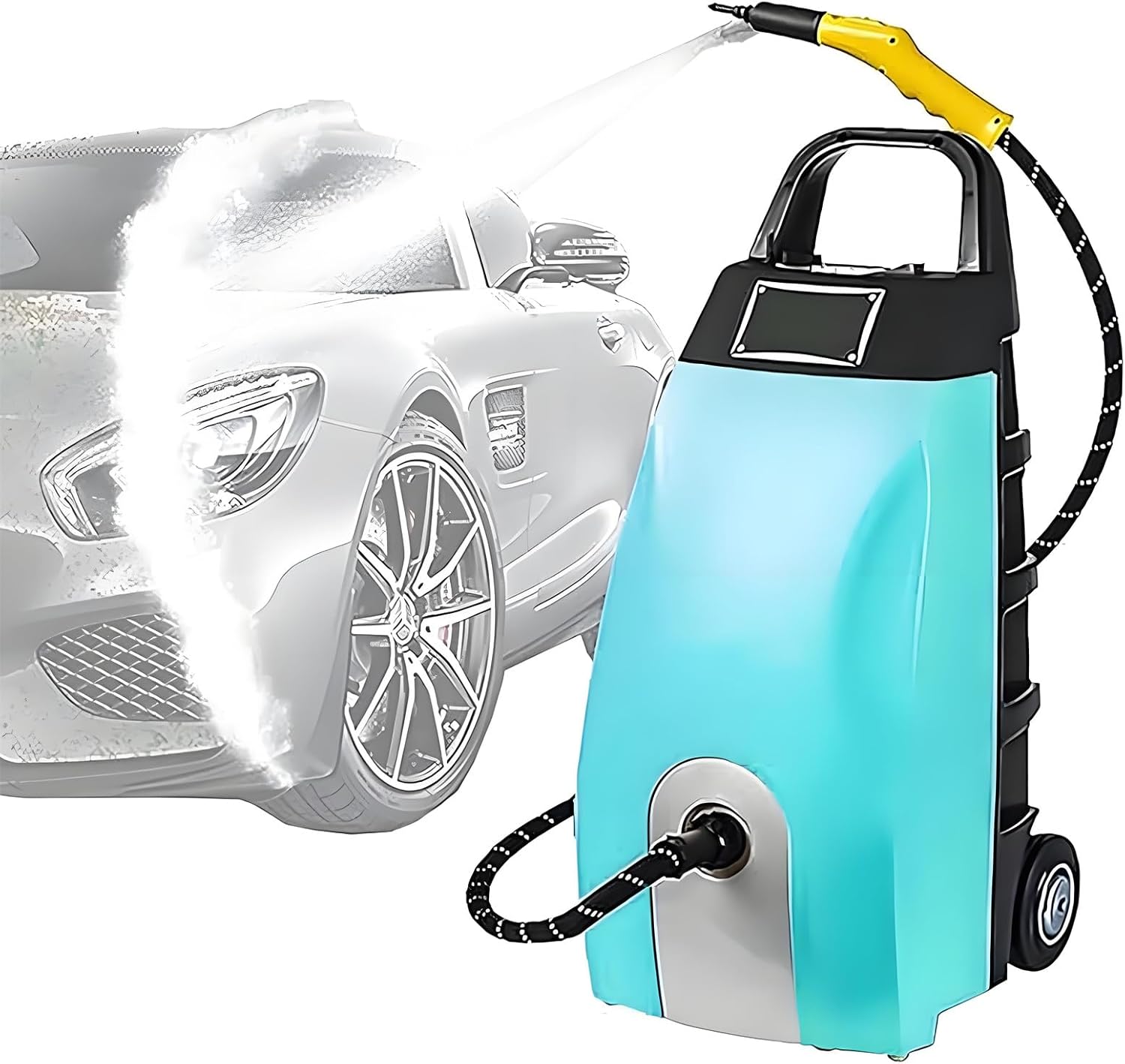 110°C High Pressure Washer 2500W High-Temp Steam Cleaner, with 3.5L Tank & 9 Pcs Tool Set, Fast Heating for Home and Auto,75x30 x35 cm