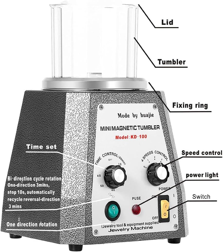 Magnetic Jewelry Polishing Machine, Drum Polishing Machine, with Timer Function, Jewelry Polishing and Finishing Machine