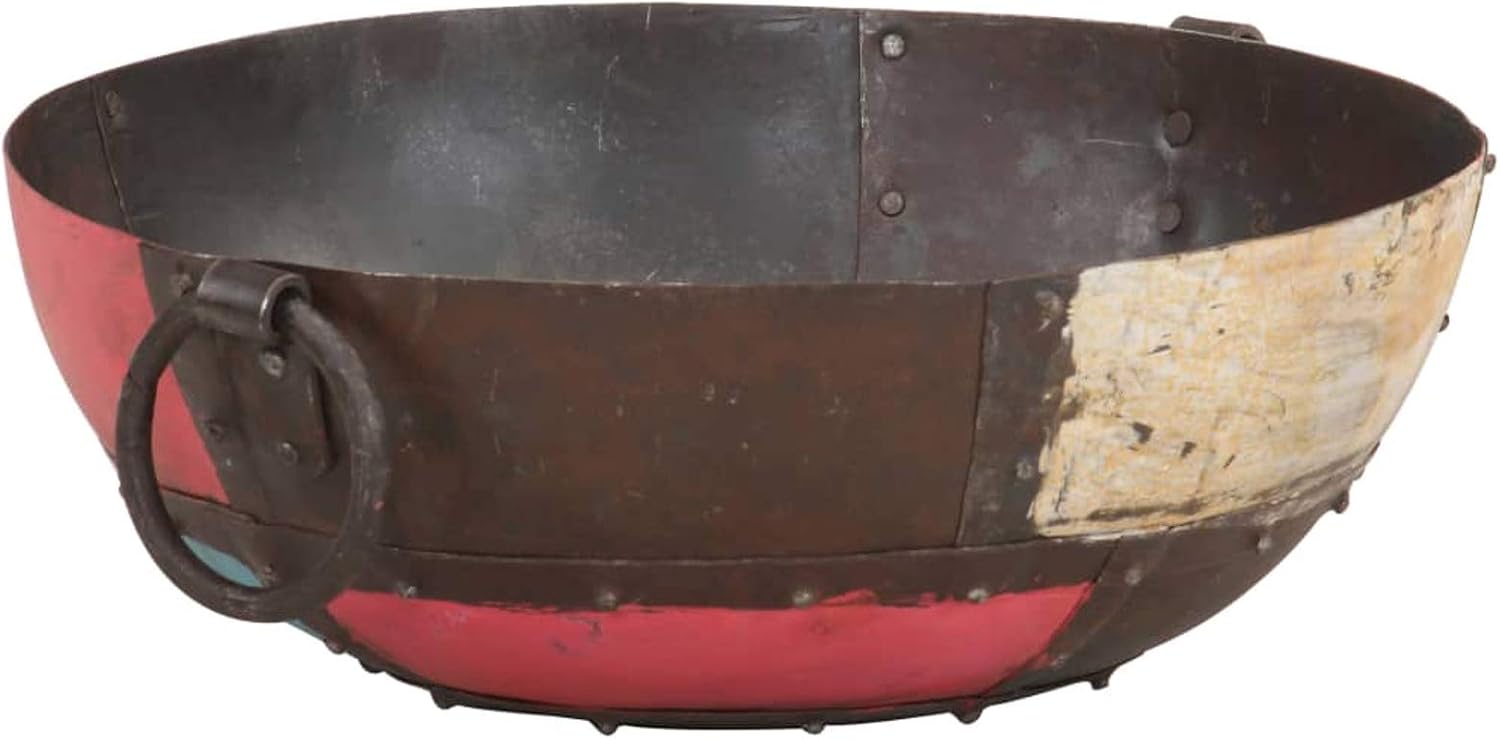 Rustic Coloured Fire Pit Diameter 40 cm in Iron, Outdoor Fire Pit, Garden Fire Pit, Fire Pit for Camping, Heating Camping Terrace