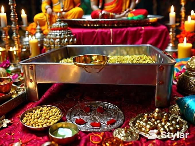 Havan Kund/Yagya Kund/Fire Pit for Wood Fuel Classic Silver Metal