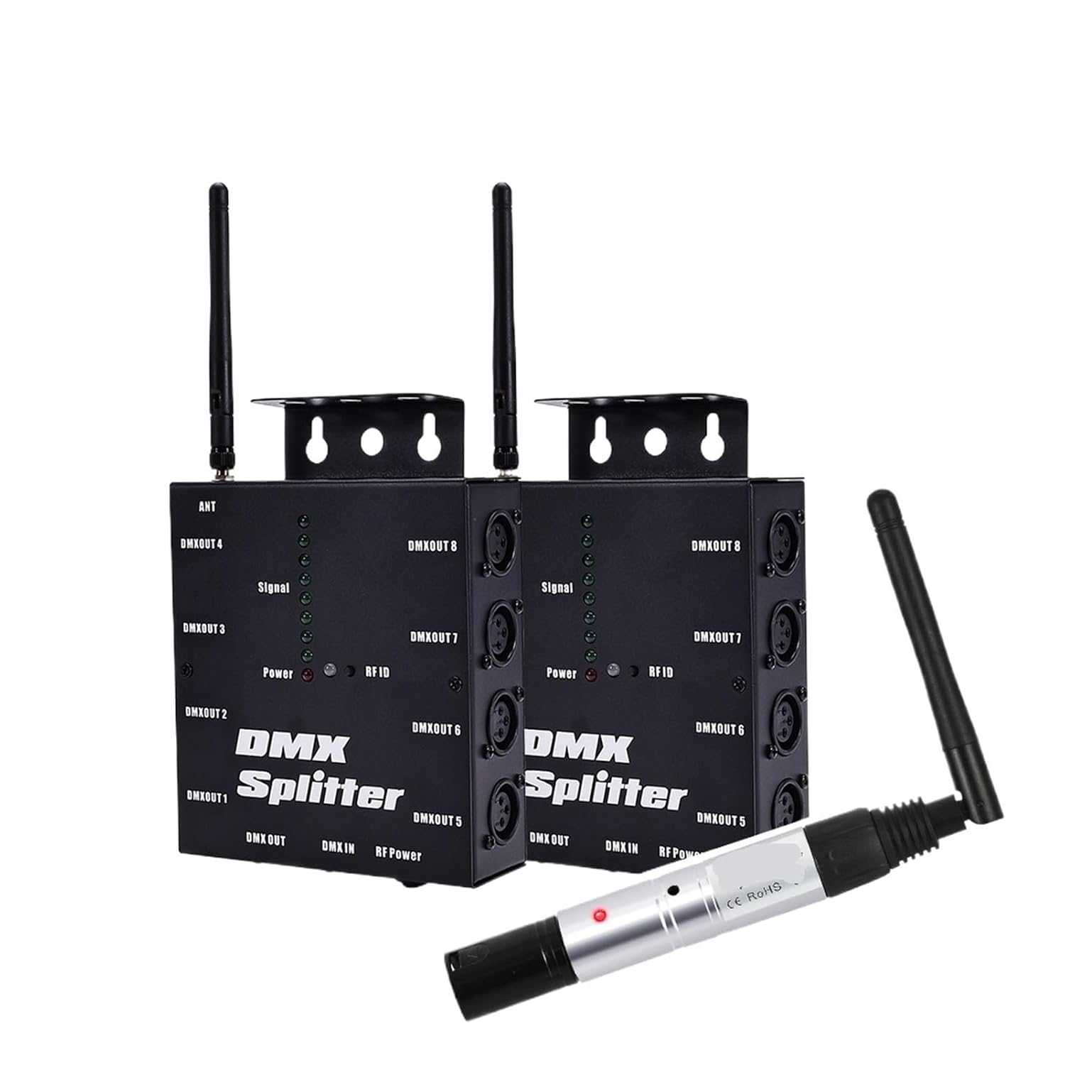 DMX512 8-Way Isolated Splitter Receiver, Long Distance Transmission Function(1T2S,EU Plug)