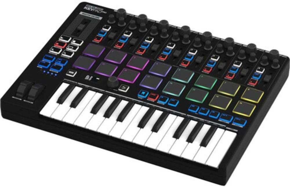 Reloop Keypad Pro Compact USB-MIDI 4-In-1 DAW Workstation Controller Bundle with Auray FP-P1L Universal Piano-Style Sustain Pedal