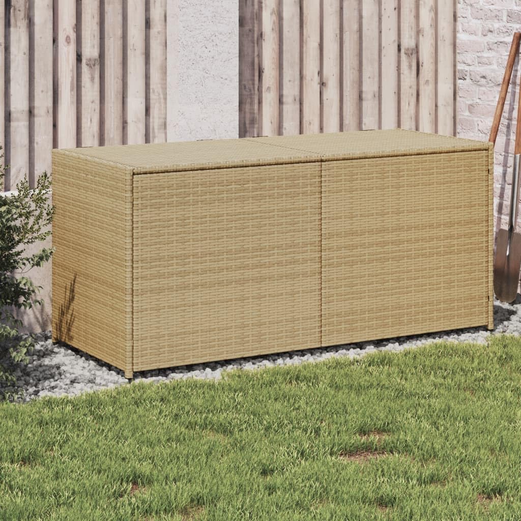 Wicker Outdoor Deck Box, 74.8 Gal Outdoor Storage Box with Lid, PE Rattan Storage Container for Pillows, Cushions, Gardening Tools, 47.2