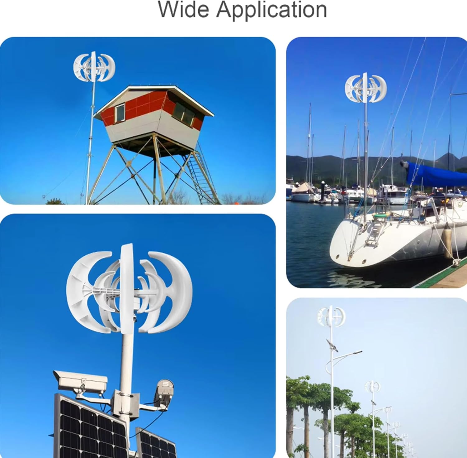 Wind Generator, 1200W Wind Generator, 12V 5 Blades Vertical axis Wind Generator kit, for Home Hybrid car Street Light, electromagnetic Power Generation Equipment White