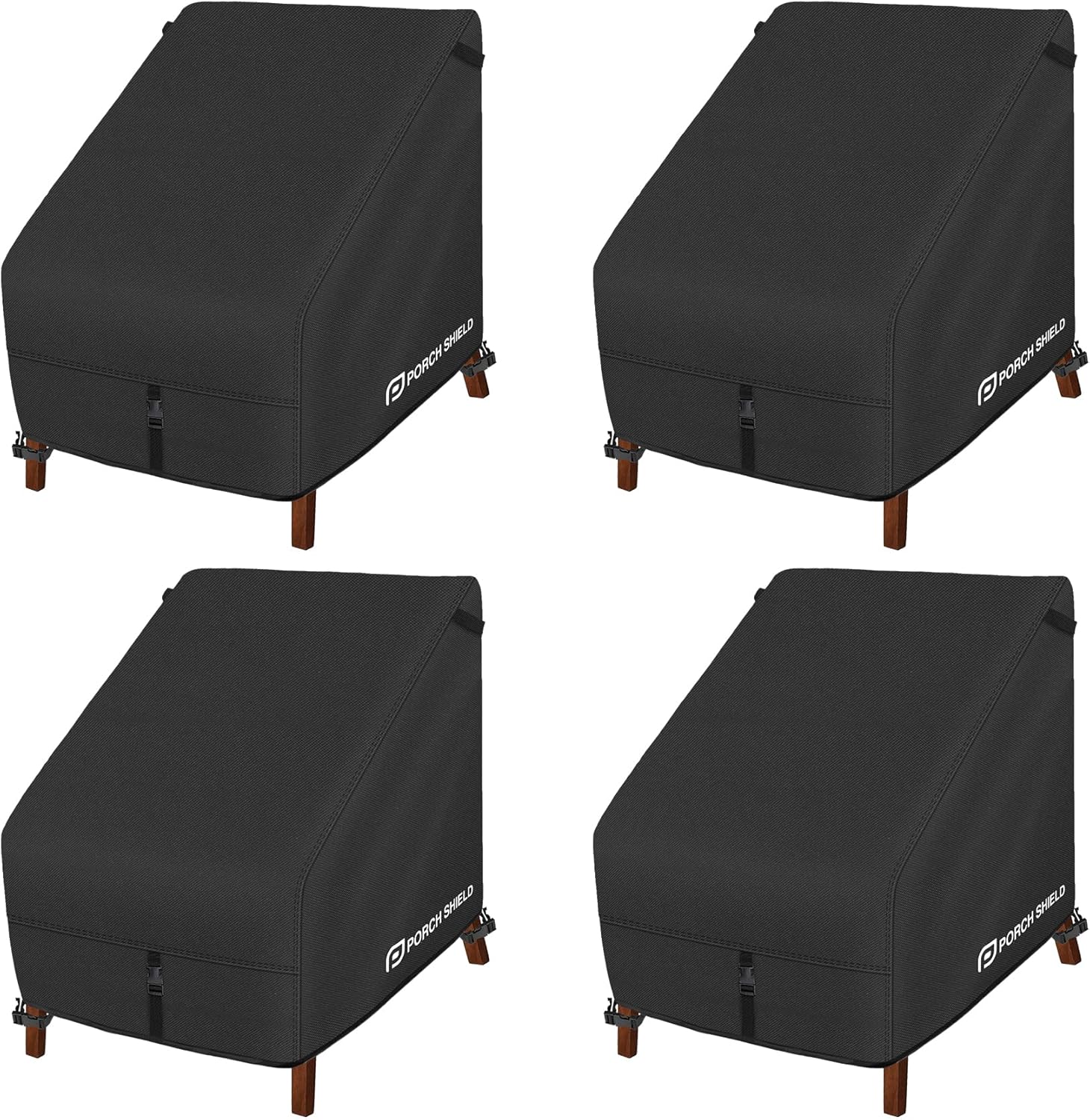 Porch Shield Patio Chair Covers - Waterproof Outdoor Lounge Deep Seat Adirondack Chair Cover 4 Pack - 34W x 37D x 36H inch, Black