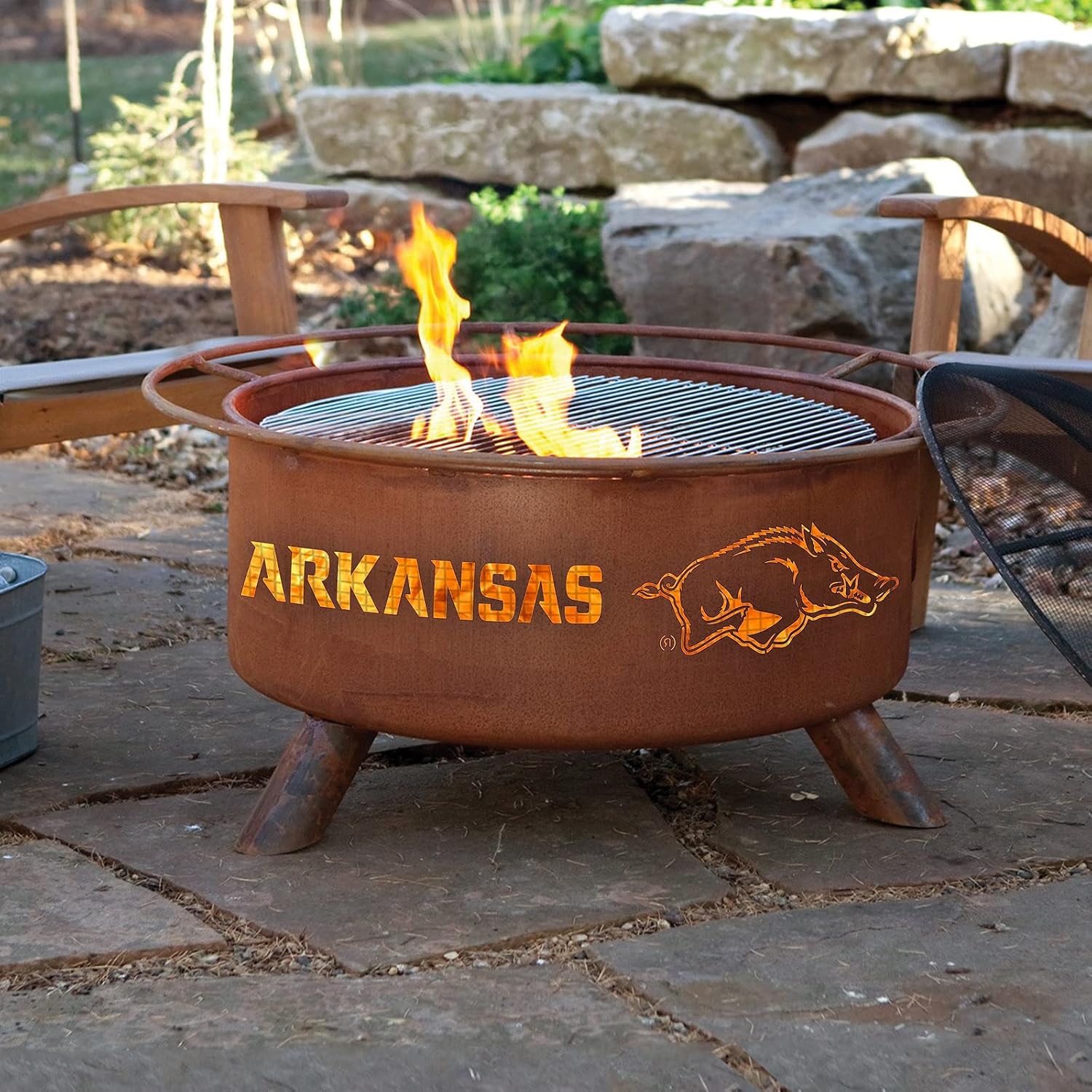 Patina Products F244 Arkansas Steel Outdoor Fire Pit - 24 x 24 x 11 inch - Natural Rust Patina Finish