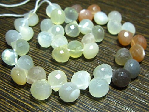 13 inch natural beads strand of 8mm faceted onion multi moonstone gemstone briolletes beads for DIY jewelry - necklace, bracelet, earring, ring.