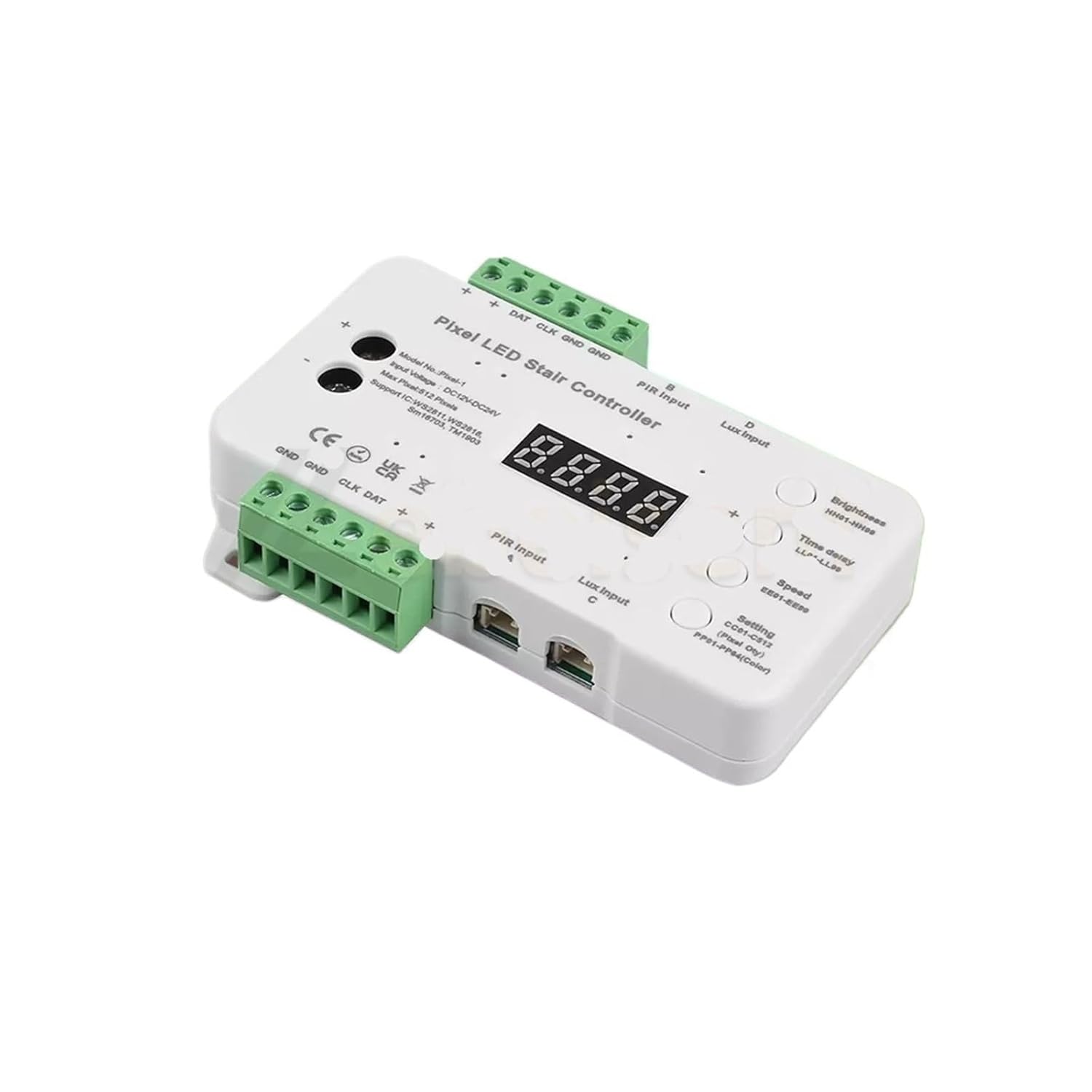 Pixel LED Stair Railing Controller Motion Daylight Sensor WS2811 RGB Pixel Strip Dimmer Indoor Light 12V 100W Power(Full Set)