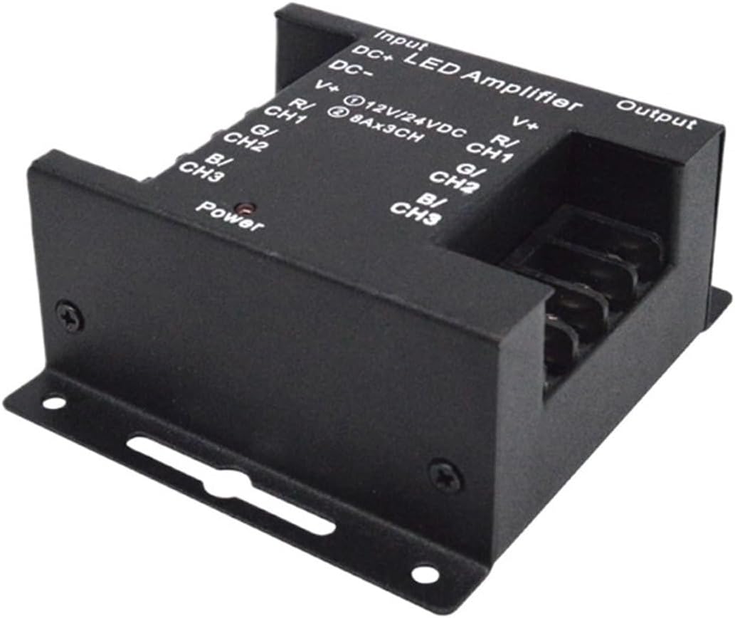 Iron Shell LED RGB Amplifier DC12-24V 8Ax3CH Output RGB Colorful Light Strip Power Repeater Console Controller