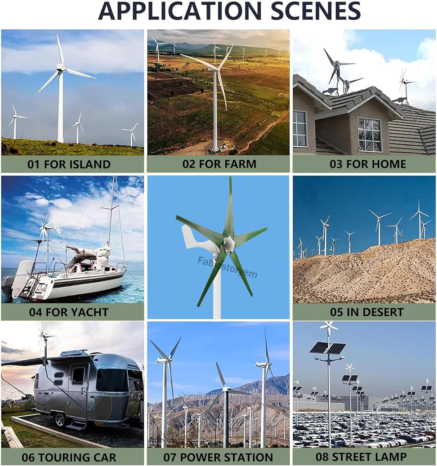 12000W Wind Power Turbine Generator, 12V/24V/48V DC Windmill Power Generator Kit, 5Blade Automatically Adjust The Windward, 3 Phase AC Permanent Magnet Generator Kit with Controller,Green24V