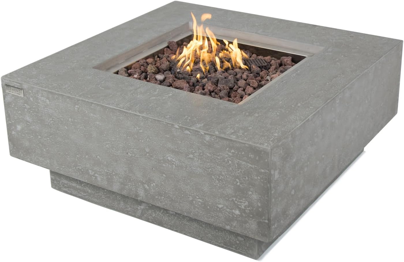 Elementi Outdoor Fire Table, Propane Gas Fire Pit, Backyard Garden Fire Pit Table, Concrete Patio Fireplaces - Manhattan Firepit, Square