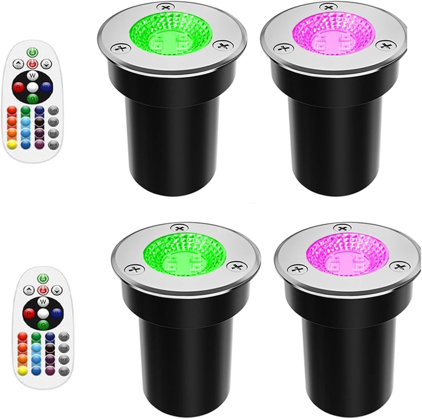 4PCS Outdoor Buried Lights - Ground LED Landscape Lights, 3W Outdoor RGB LED Ground Recessed Spotlight(3W(AC12V))
