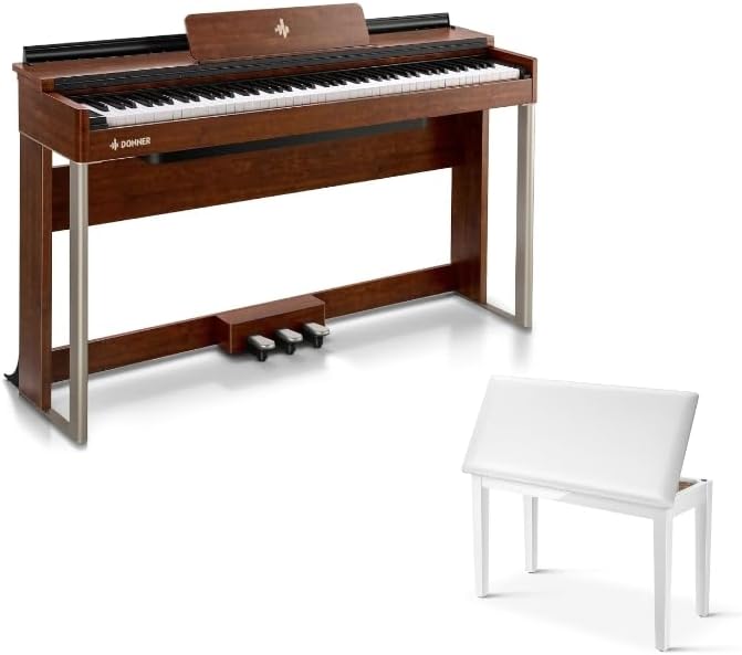 Donner Digital Piano with 88 Key Dynamic Graded Hammer Action Weighted Keyboard Piano+Donner Duet Piano Bench with Storage