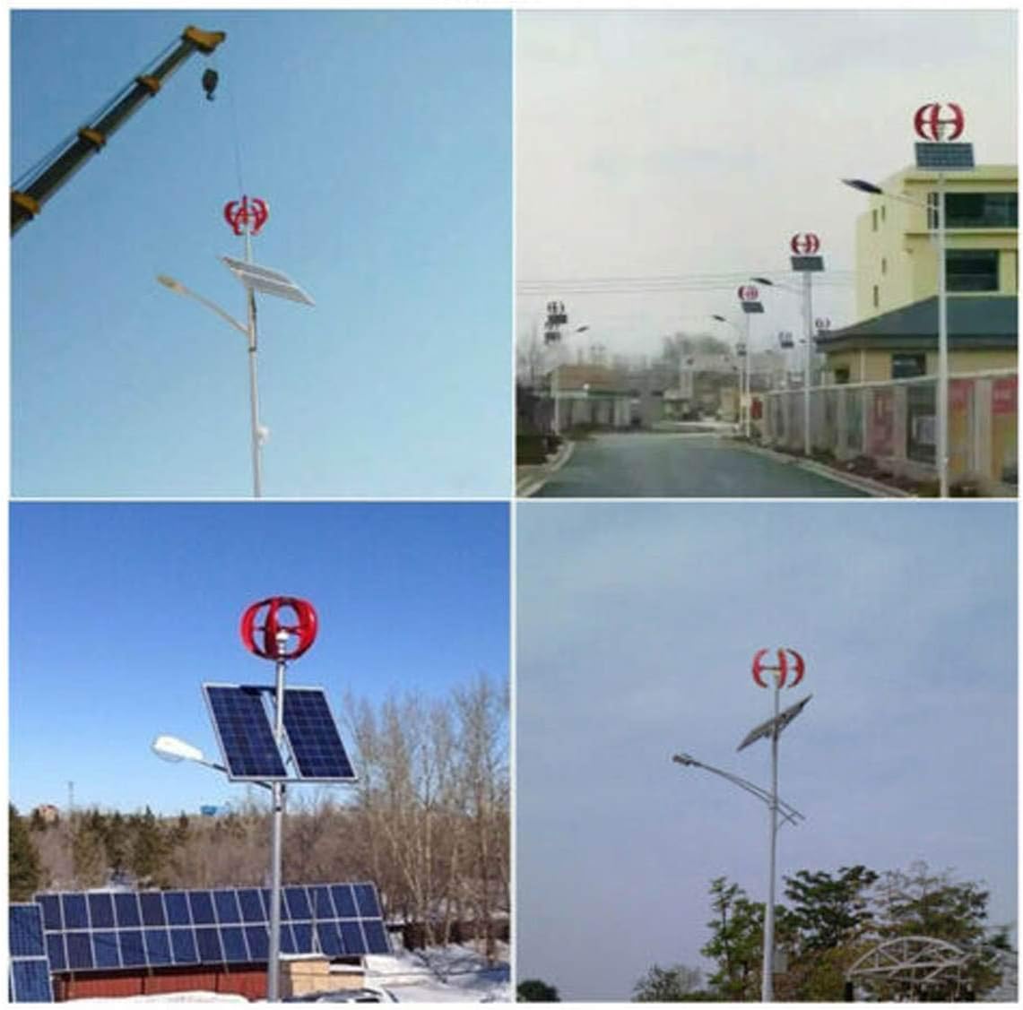 9000W Wind Turbines Generator Vertical Axi Lantern 12V 24V 5 Blades Motor Kit for Home Hybrids Streetlight Electromagnetic,White