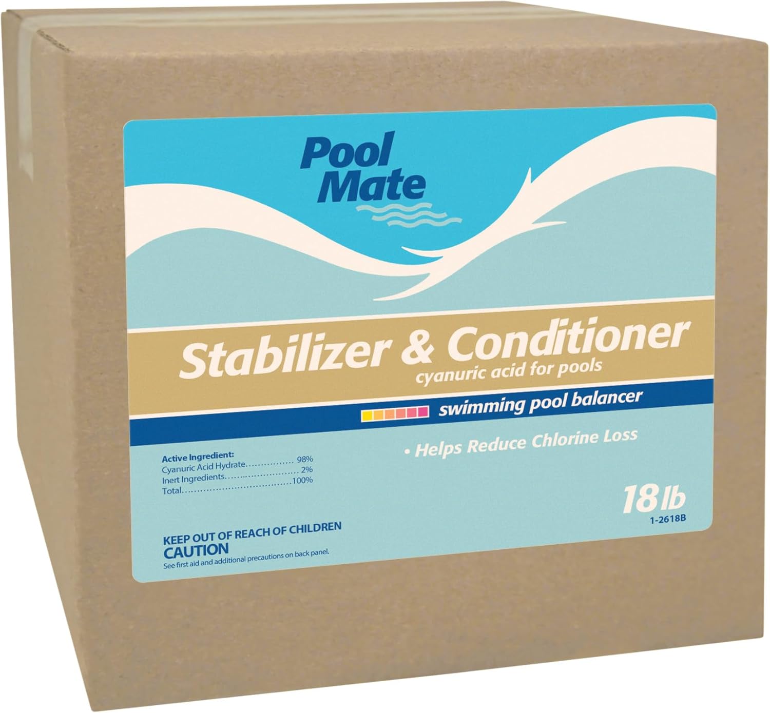 Pool Mate 18-Pounds Premium Pool Stabilizer and Conditioner, Concentrated Cyanuric Acid for Pools, Helps Chlorine Last Longer