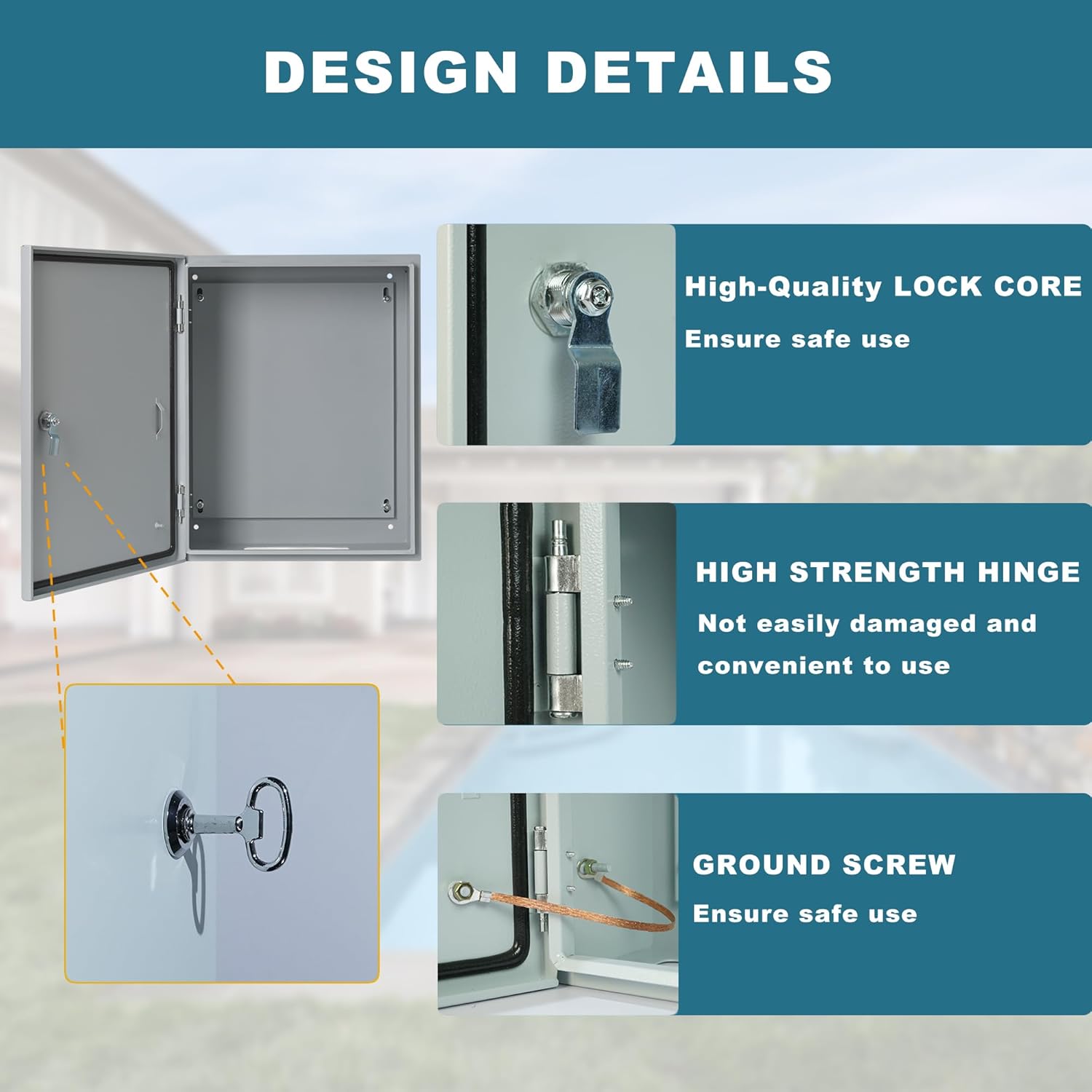 Generic Waterproof Electrical Enclosure 16 x 12 x 8'', Outdoor Electrical Box Weatherproof, Electrical Junction Box with Reinforced Lock, Gray, JYX403020