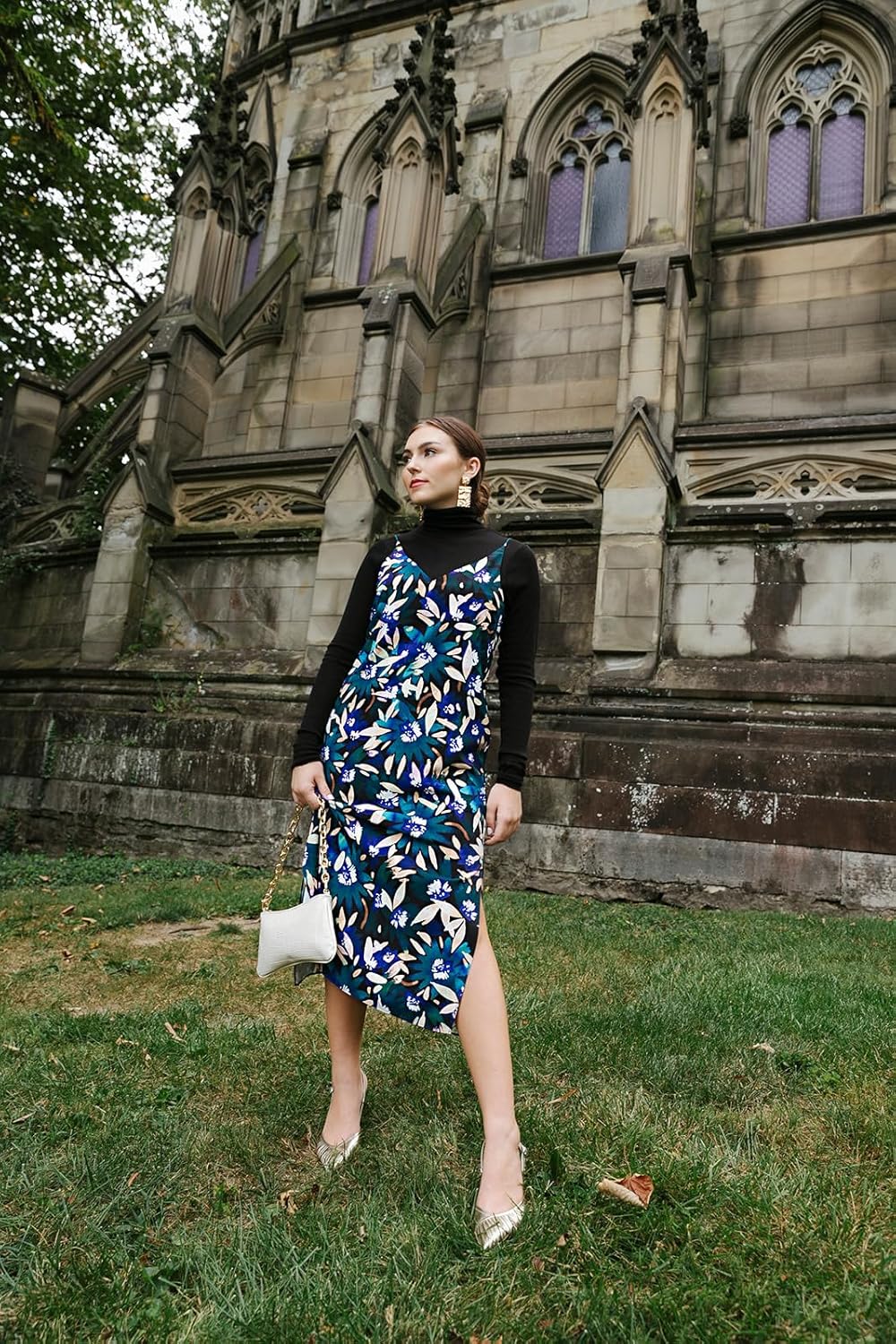 Womens Mara V-Neck Midi Slip Dress