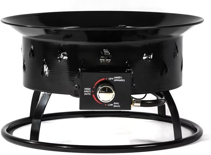 Mini Fire Pit Outdoor Premium Auto-Ignition Smokeless Outdoor Portable Propane Fire Pit with Cover & Carry Kit,with Lava Rocks 18.9-inch,Steel Camping Fire Pit,Portable Fire Pit,Black