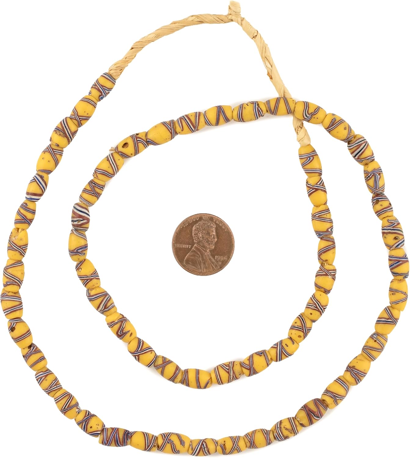 TheBeadChest Vintage Venetian French Cross Trade Beads Orange 5mm West Africa African Oval Glass 24 Inch Strand Handmade