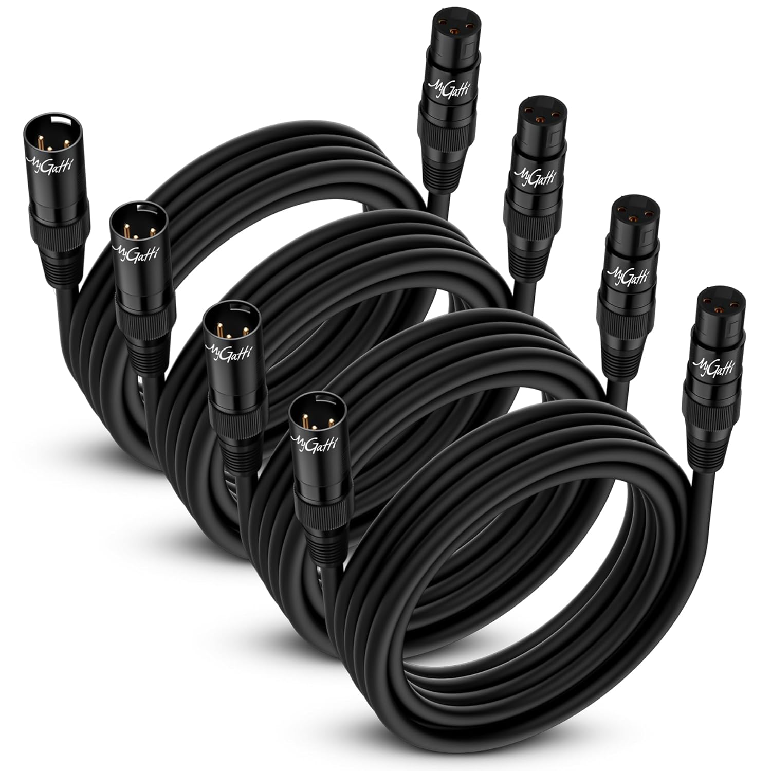 XLR Microphone Cable 50FT 4 Pack, Gold-Plated 3 Pin XLR Male to Female Balanced Mic Audio Cord, AL & OFC Dual Shielded Patch Cable for Speaker, Podcast, Mixer, Amplifier, Recording