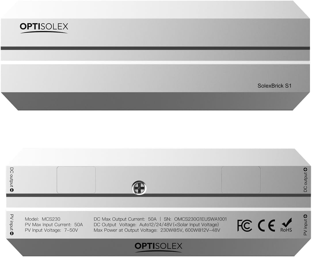 Smart 50A MPPT Solar Charge Controller - Lightweight 0.66 lbs, IP68 Waterproof, 12V/24V/48V Lithium Batteries Systems, Mix&Match Different Solar Panels, SolexBrick S1