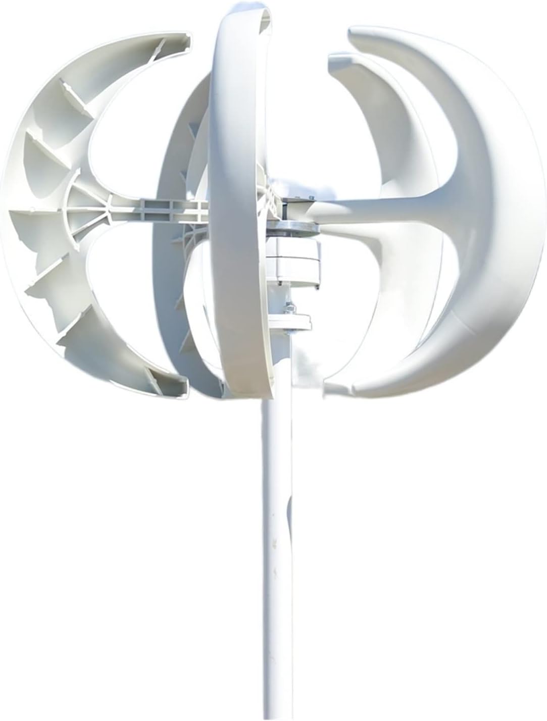 Wind Turbine Generator Kit, 4000W 5 Blades Vertical Axi Wind Turbines Generator Lantern 12V 24V Motor Kit Electromagnetic for Home Streetlight Use for Hybrid Solar Wind System(White,24V)