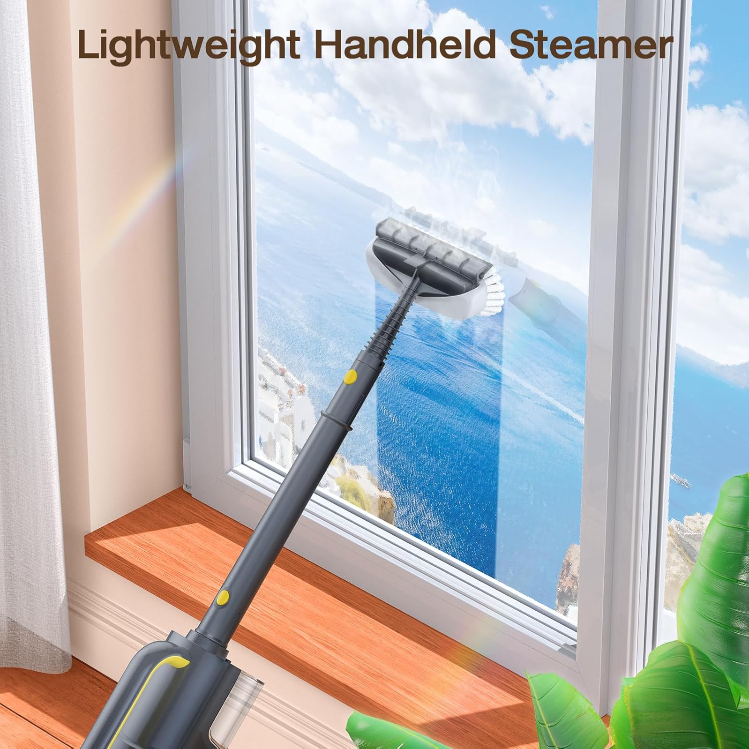 ScrubWiz Steam Mop with Detachable Handheld Steam Cleaner, 10-in-1 Multi Accessories, Quick 10s Heat, 350ml and 2-Level Steamer for Cleaning Floor, Carpet, BBQ Grill, Tile, and Grout, Gray