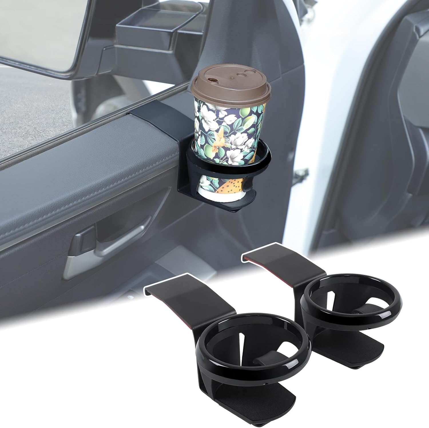 Aunginsy Car Cup Holder Compatible with Toyota Tundra/Sequoia 2022-2025 Inner Door Panel Cup Holder Expander Drink Water Stand Front Door Panel Cup Bottle Mount Organizer Tray Accessories (Left+Right)