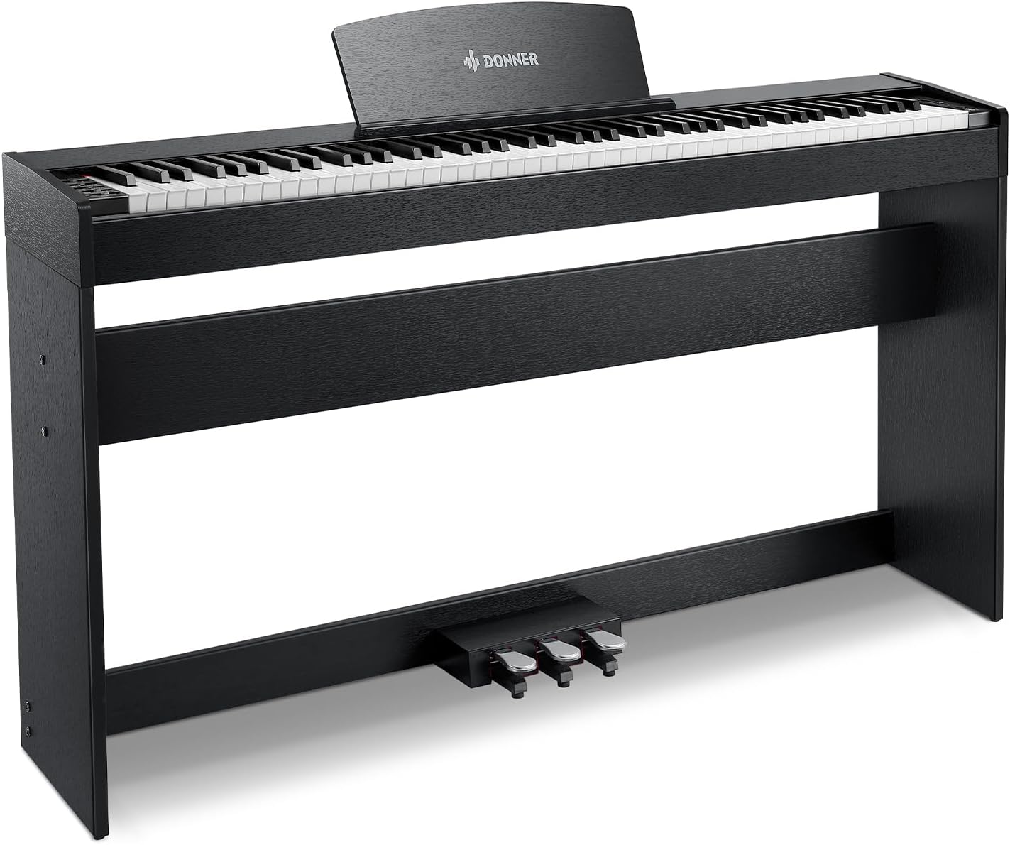 Donner DDP-50 Weighted Digital Piano 88 key Keyboard for Beginner, Full Size Electric Piano Keyboard with Furniture Stand and 3 Pedal Unit
