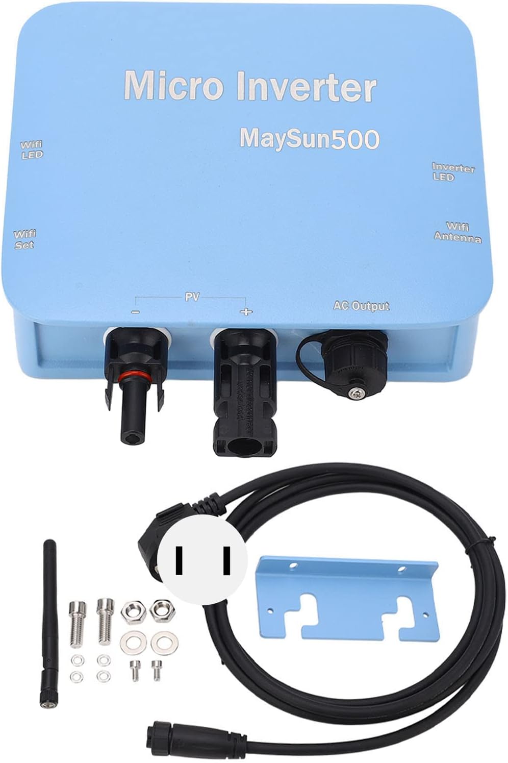 MPPT Solar Inverter, IP65 Aluminum Alloy Micro Grid Connected Automatic Recognition Inverter with Instruction Manual, US Plug (500W)