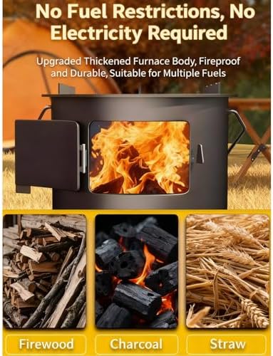 Portable Outdoor Camping Stove - Multifunctional Wood Burning Fire Pit for BBQ, Cooking, Heating & Versatile Outdoor Activities (Large Size)