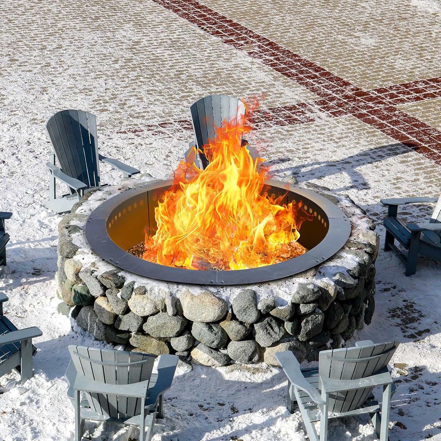 60 inch Outdoor Fire Pit Liner, Round Heavy Duty Fire Pits, Rim Insert Firepit for Outside, DIY Campfire Fireplace