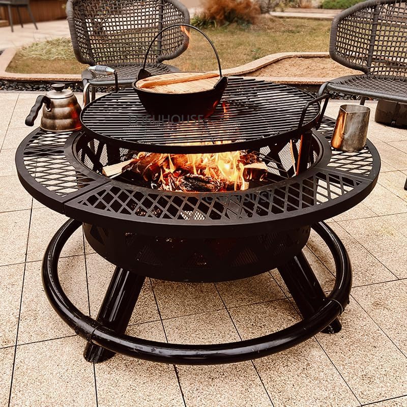 Outdoor Fireplaces Iron Frame Fire Pits for Courtyard Outdoor Heaters Bonfire Oven Home Terrace Bake Stove Garden Supplies Fire Pits