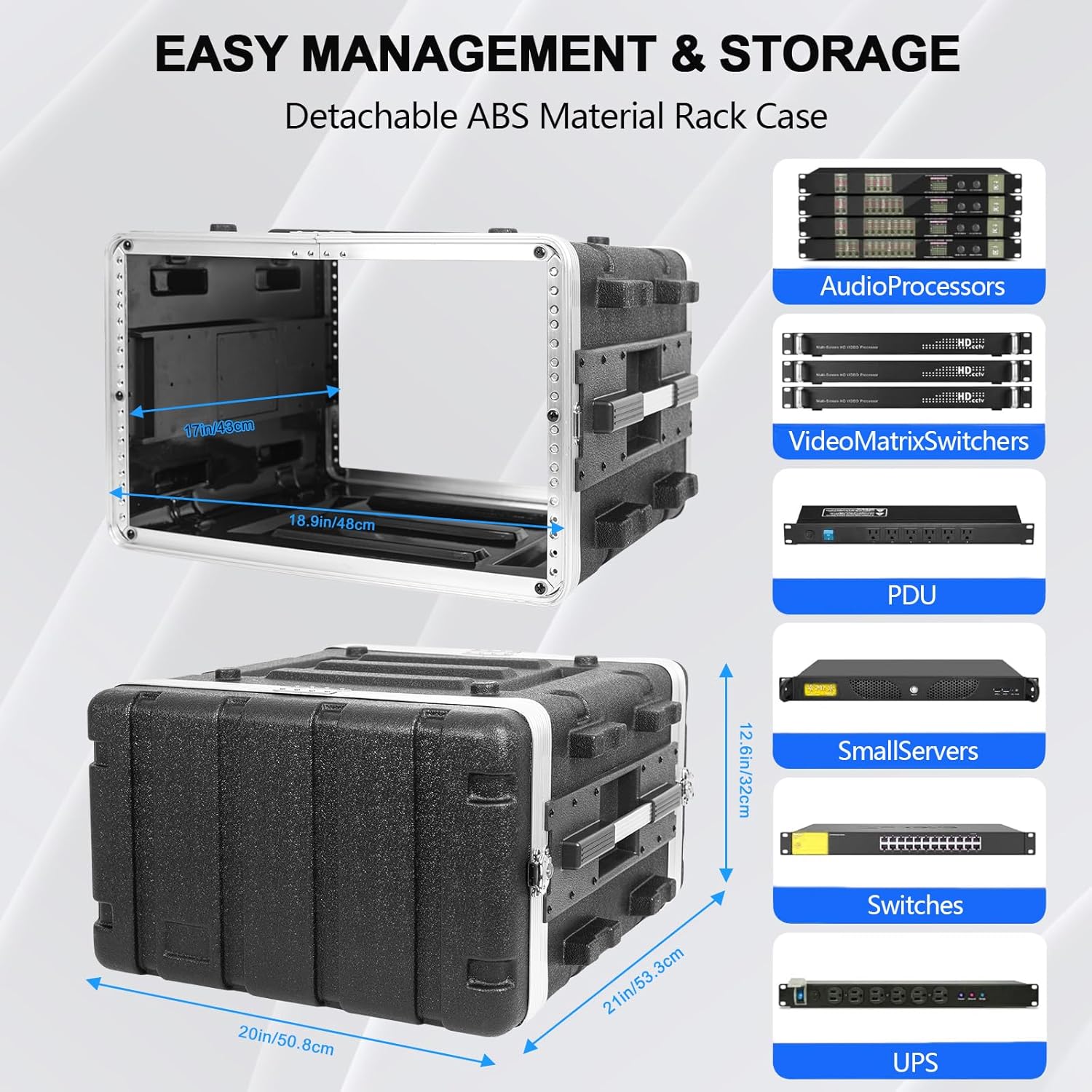 6U ABS Rack Case Shallow 17