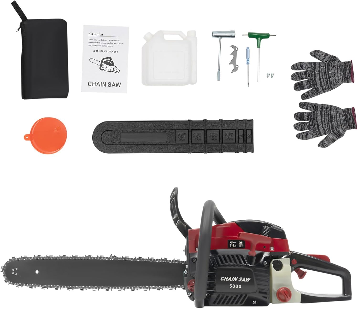 58CC Gas Chainsaws,2 Stroke Power Chain Saws,20 Inch Petrol Gasoline Chain Saw,Single Cylinder,Air-cooled,Hand Pull Start for Forest Harvesting,Cutting Wood,Pruning Branches Pruning Branches Gardening