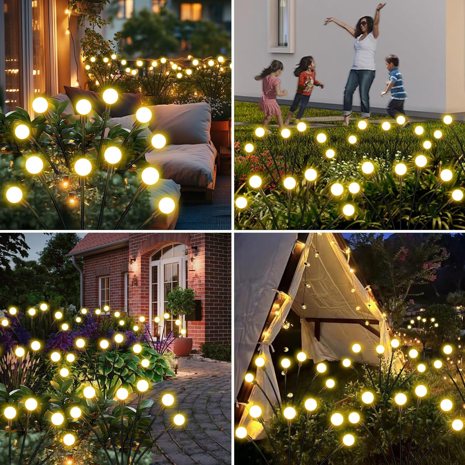 Solar Garden Lights Outdoor, 10 Pack 60 LED Solar Firefly Lights, Swaying Waterproof Garden Decor for Yard Patio Pathway Lawn Gardening Gifts