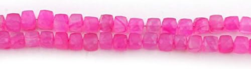13 inch Natural Beads Strand of 6-7mm Faceted Cube Pink Chalcedony Gemstone briolletes Beads for DIY Jewelry - Necklace, Bracelet, Earring, Ring.