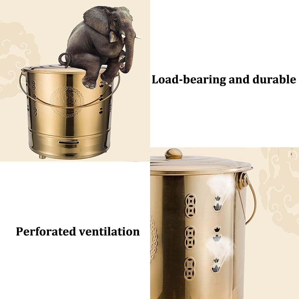 JNYB 1 Set Stainless Steel Burn Barrel Incinerator Cage Barrel Fire Pit Garden Fire Cage Yard Debris Bin for Paper Leaf Trash Wood Backyard Bonfire,Gold,32x35cm