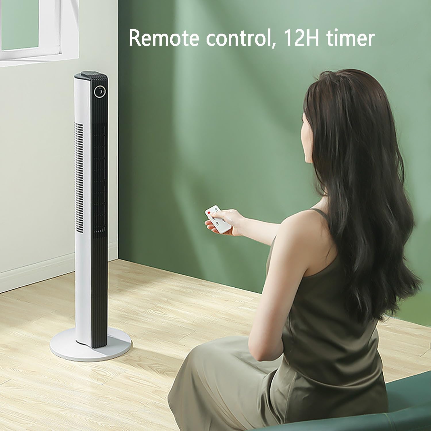 Quiet Oscillating Bladeless Fan with Remote，Tower Fans for Bedroom，Air Circulation Fan，Pedestal Fan ，Used with an Air Conditioner, It Can Quickly Balance The Indoor Temperature(106cm(41.7in))