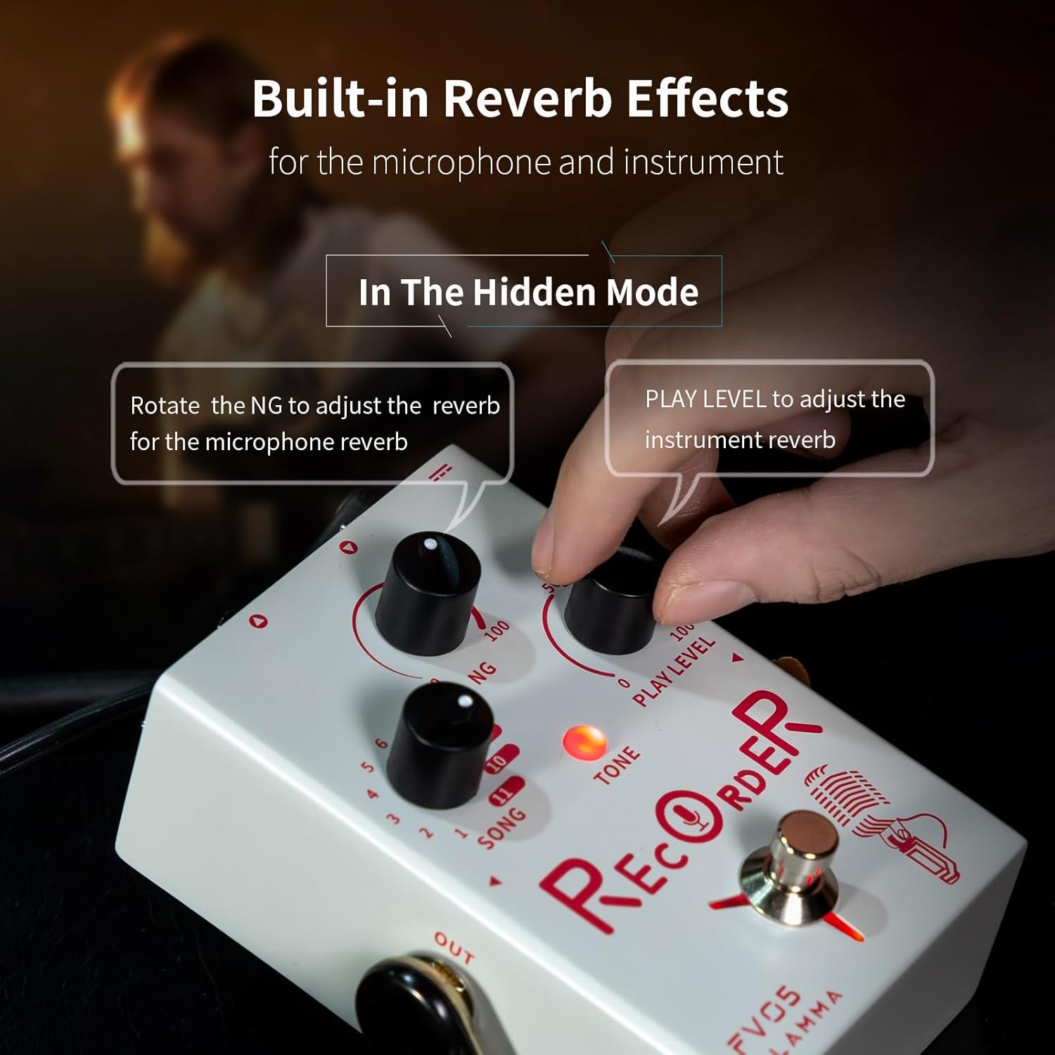 FLAMMA FV05 Recorder Vocal Effects Processor with 70 Minutes Recording Capacity Noise Gate & Reverb Effects for Vocal Guitar Reverb Looper Stompbox for Singer Songwriting Record Creative Inspiration