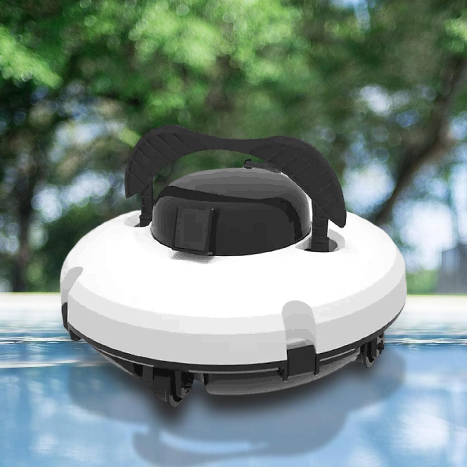 Cordless Pool Vacuum Robot, Powerful 28W Suction, Self-Parking, Lasts 120 Mins, Robotic Pool Cleaner for Inground & Above Ground Pools up to 1000 sq. ft,110V