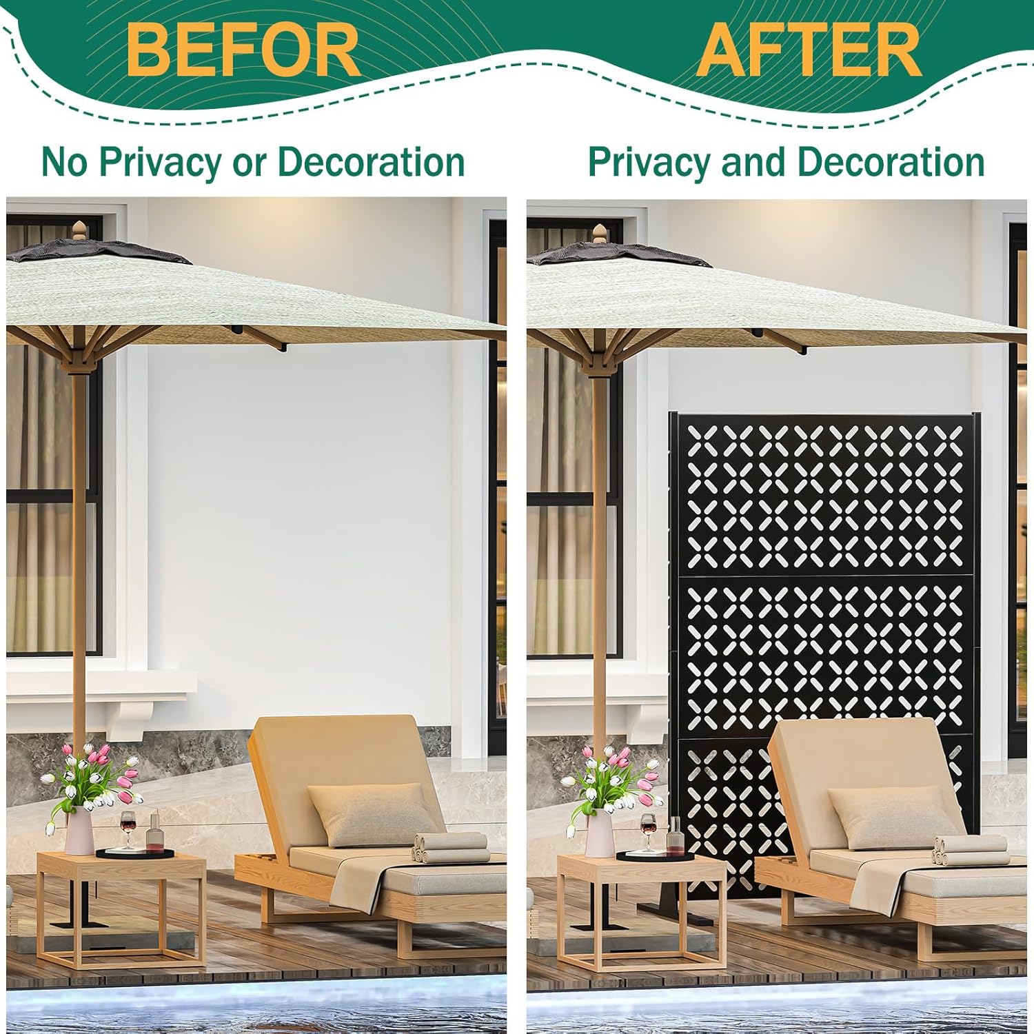 Metal Privacy Screen Outdoor 72