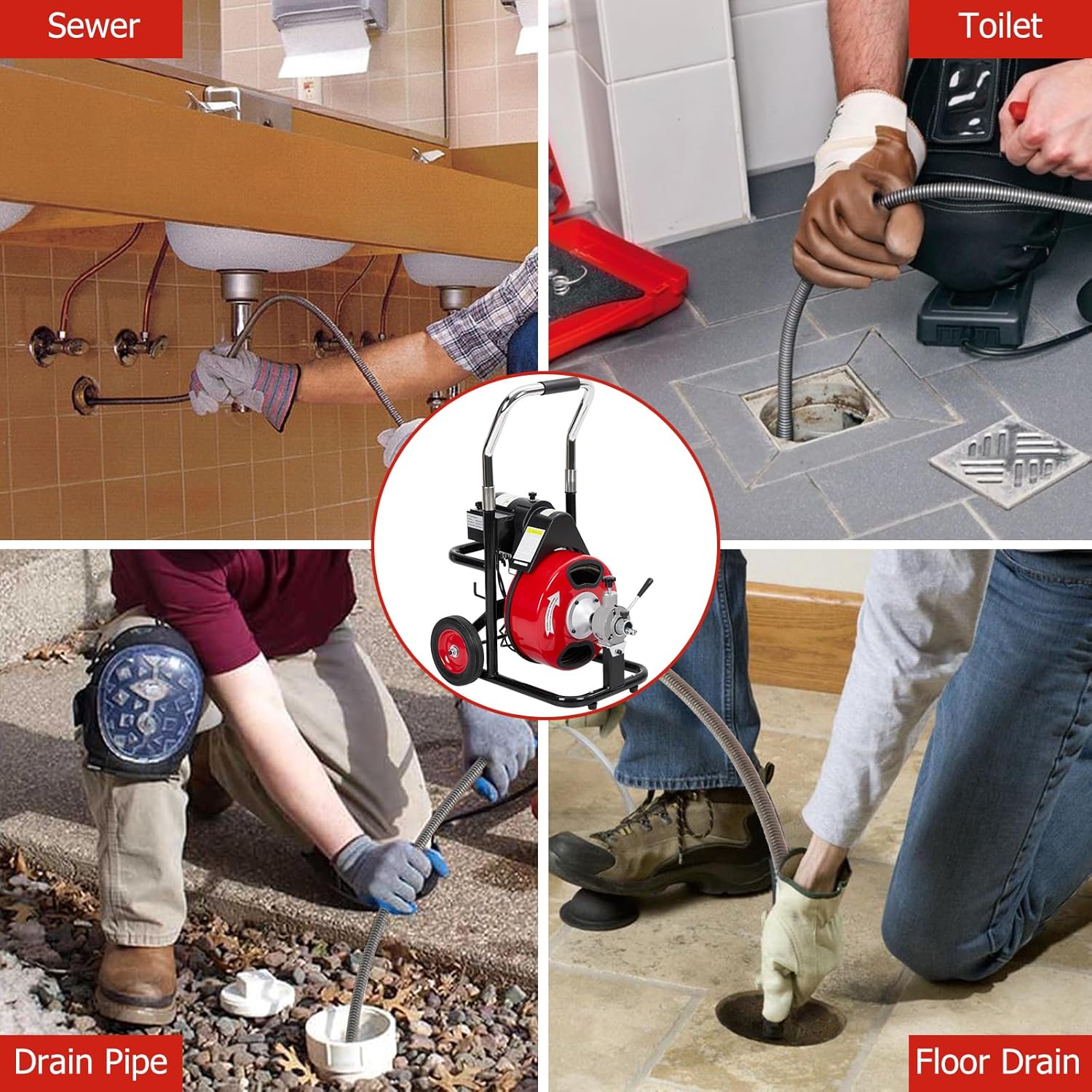 Electric Drain Cleaner Machine – 75FT x 1/2