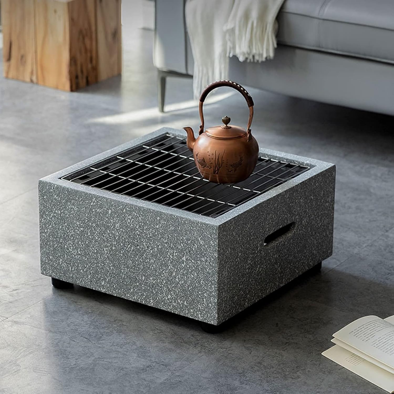 Fire Pit Garden fire Pit, Square Heating Brazier, fire Pit Table with Barbecue Grill, Wood Burning fire Pit in Courtyard