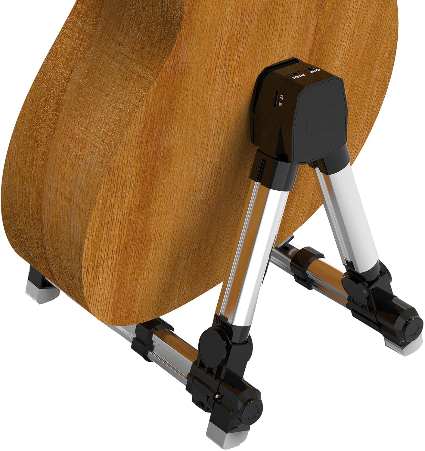 Foldable Aluminum Alloy A Frame Guitar Stand with 3.7V 1200mAh Lithium Battery, TF Card, for Acoustic and Electric Guitars