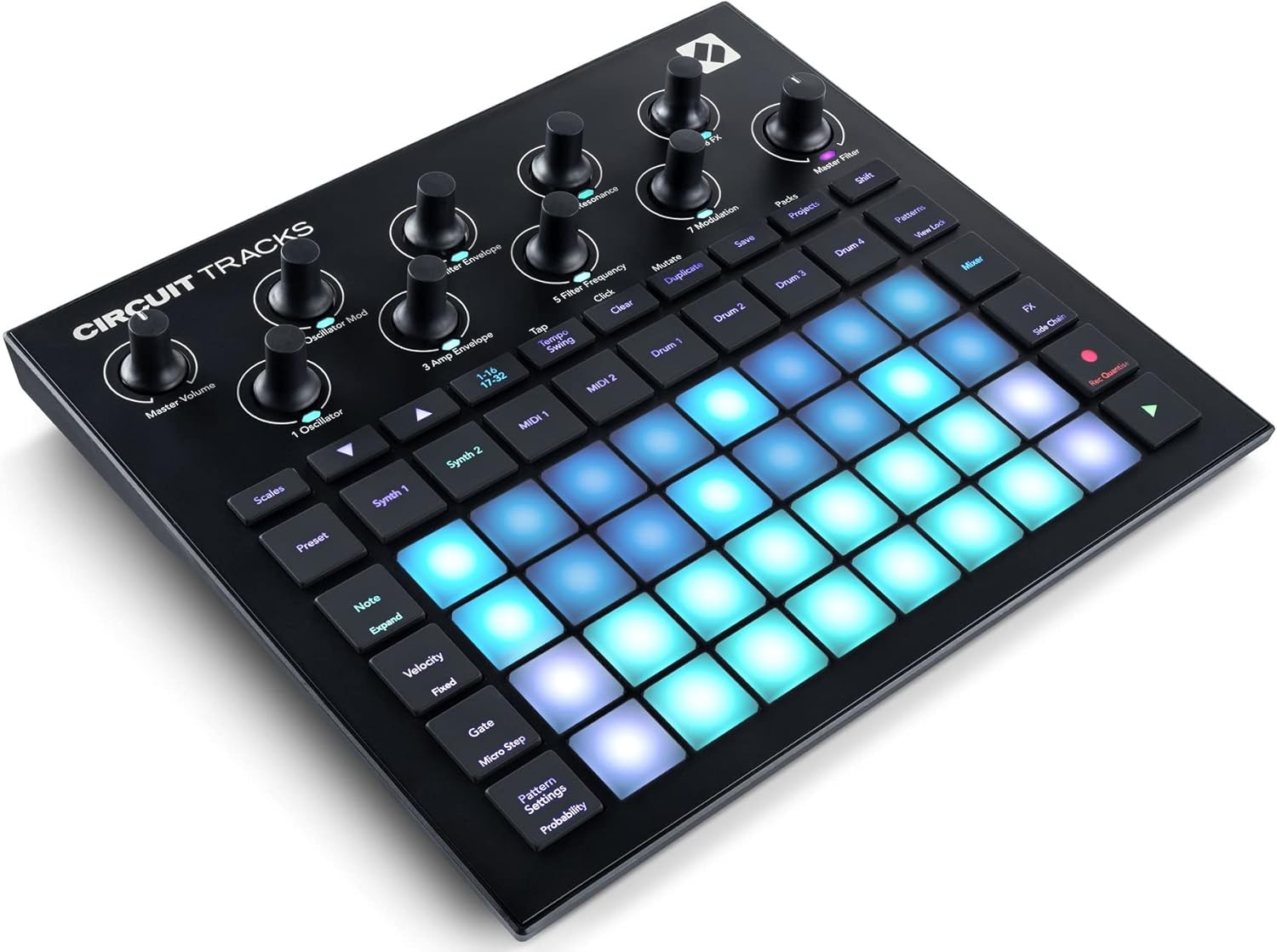 Audiosavings Bundle: Novation Circuit Tracks MIDI USB Rechargeable Groovebox w/Synths/Drums/Sequencer Bundle with Rockville RMC-XLR High-End Metal DJ Handheld Wired Microphone Mic w 2 Cables (2 Items)