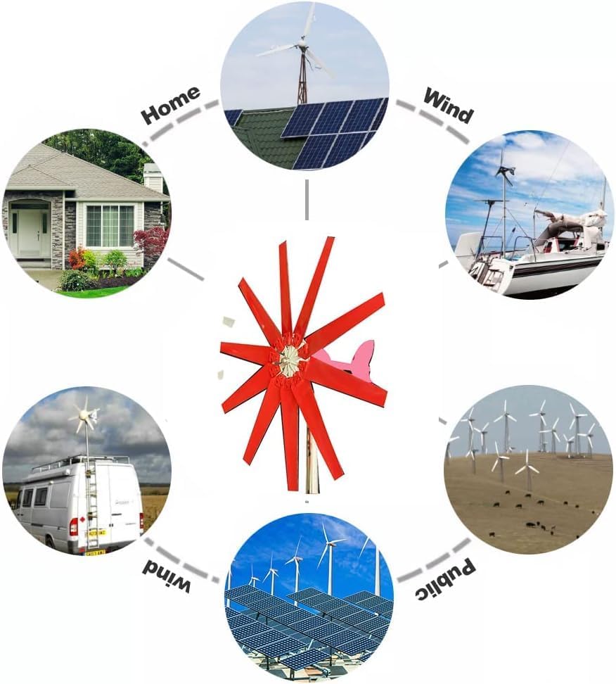 12000W Wind Turbines Generator, Charge Controller Turbines Wind Turbine Low Wind Speed Start for Home Hybrids Streetlight Use