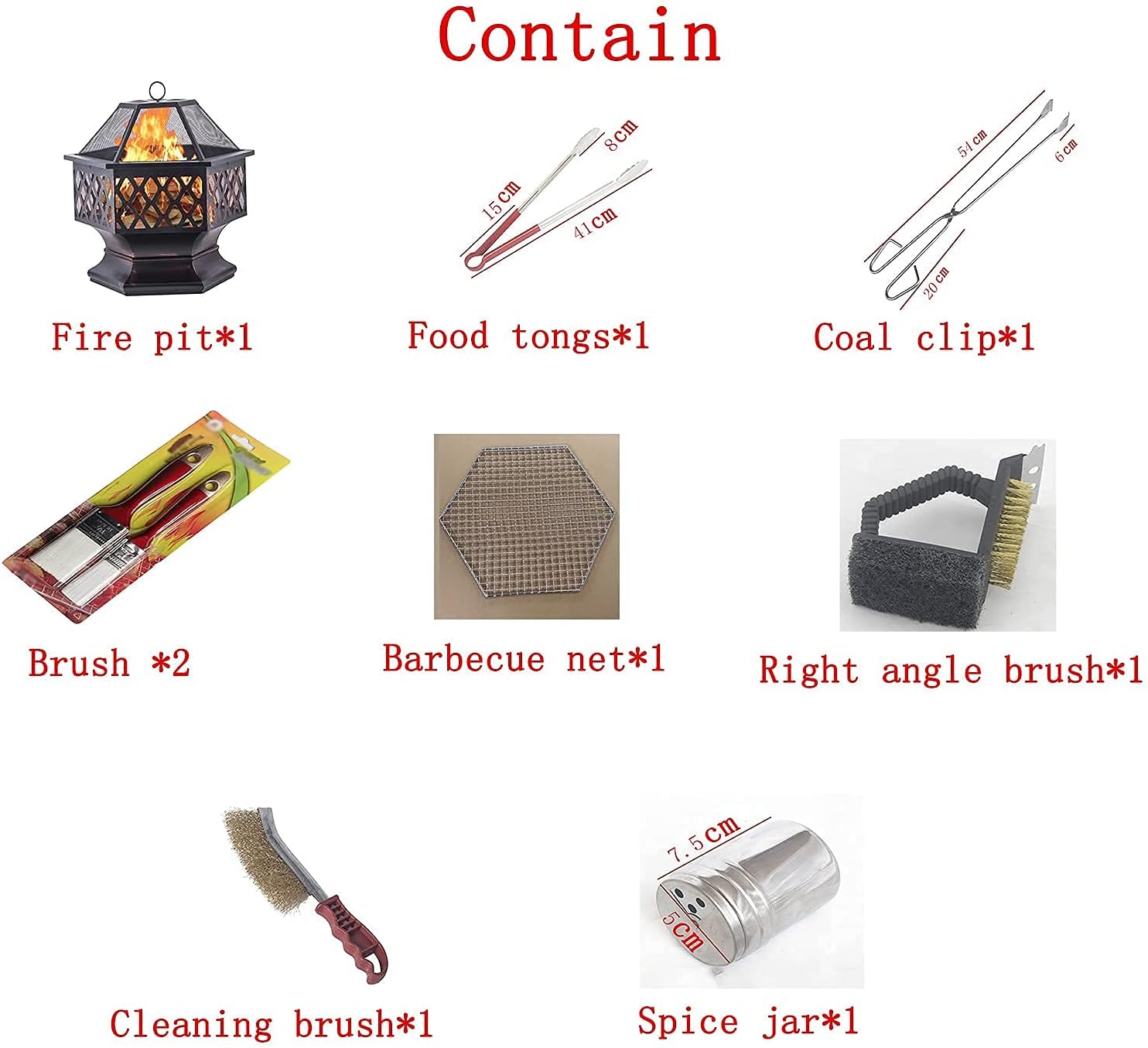 Outdoor Large Fire Pit Wood Burning 3 and 1 Grill Bowl Covered Fire Bowl with Grill Grate for Camping Picnic Bonfire Patio Backyard Garden Carry Food Tongs/Coal Clip