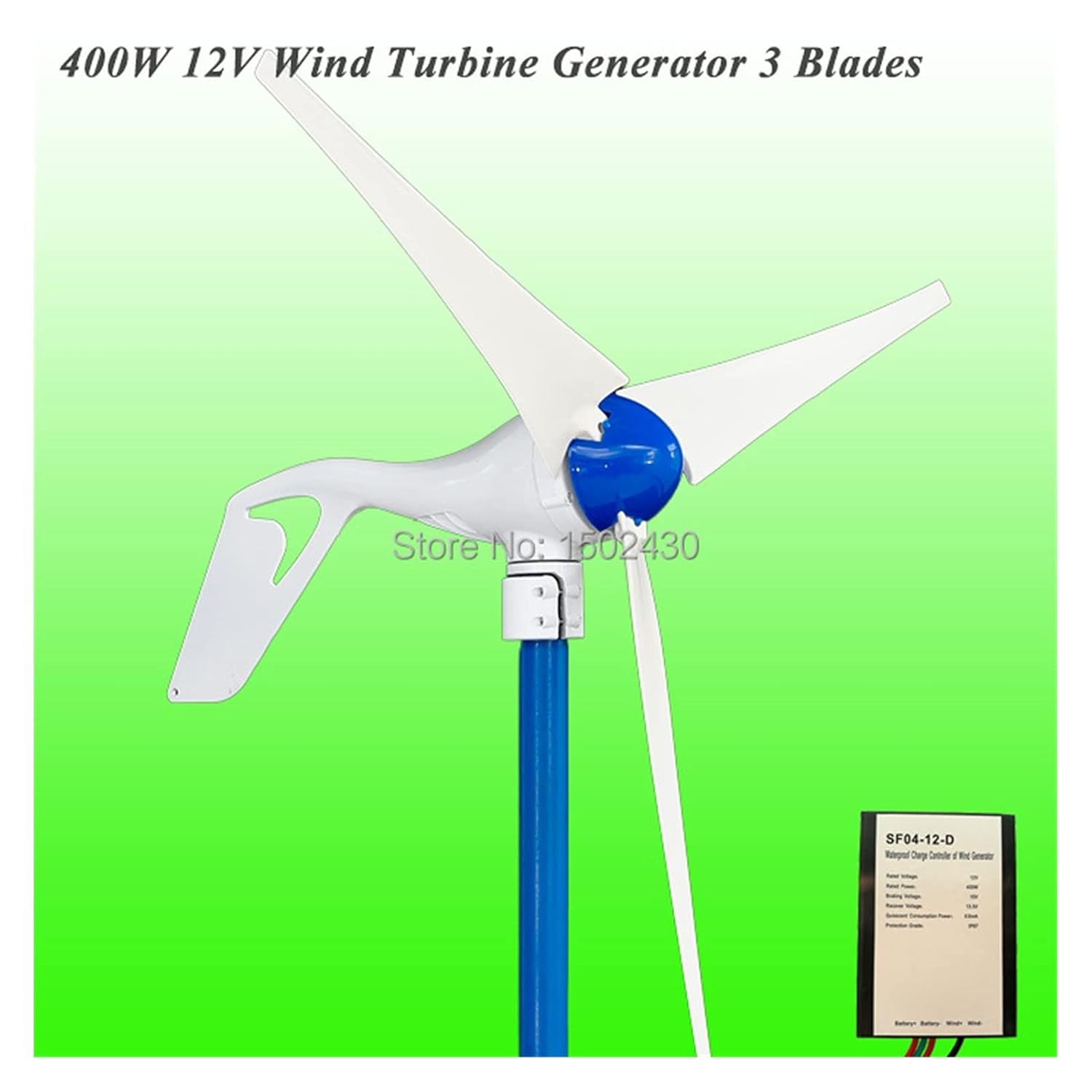 Permanent Magnet Wind Generator with Rectifier 5 pcs DC12V/24V 400W Built-in Wind Generator - Onshore Wind(Without Controller,5 Blades_24)
