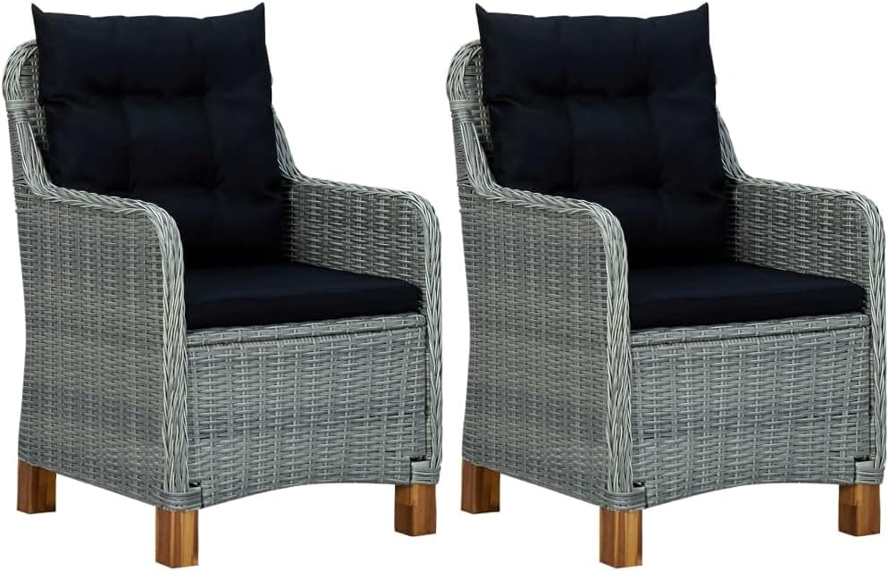 Patio Chairs with Cushions 2 pcs Poly Rattan Light Gray, Patio Chair: Comfort and Durability for Your Outdoor Living Outdoor Furniture, Outdoor Chairs, Grey